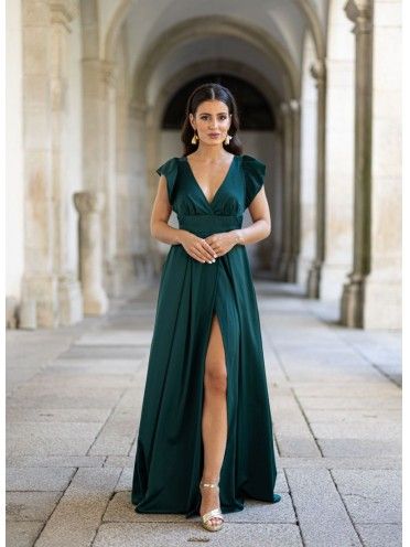 Vestido Longo verde folhos